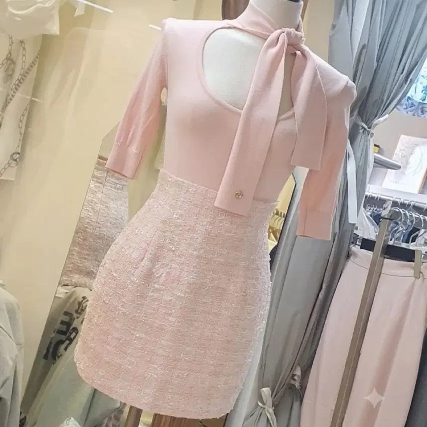 [BUNJANG] Pink Tweed Skirt L / 새제품) 핑크 트위드 스커트L