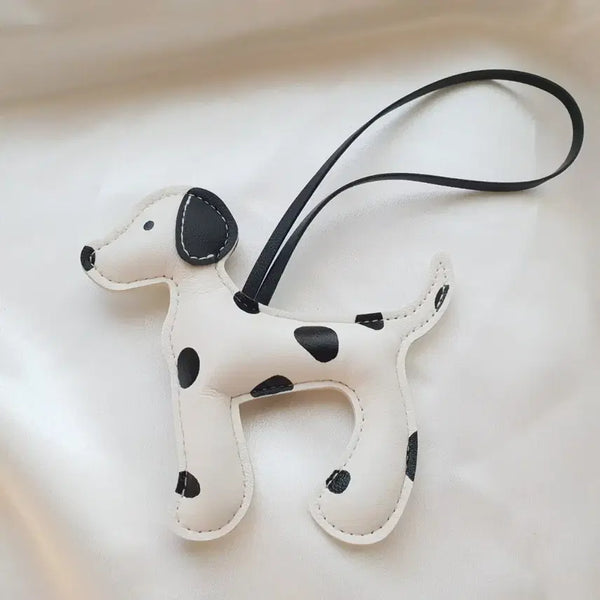[BUNJANG] Dalmatian Dog Leather Bag Charm Keychain / 달마시안 강아지 인형 키링 가죽가방장식