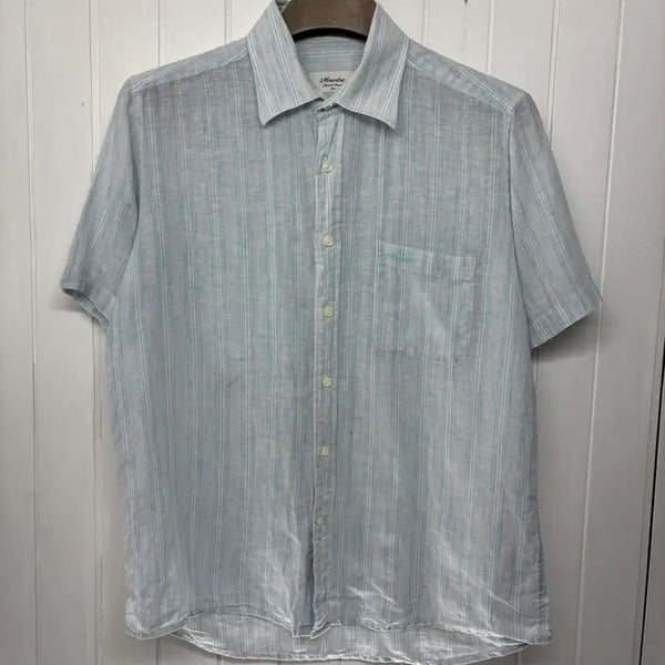 [BUNJANG] Maestro Linen Short Sleeve Summer Shirt / 마에스트로 린넨 반팔 여름셔츠 남성100 ㅡ0629