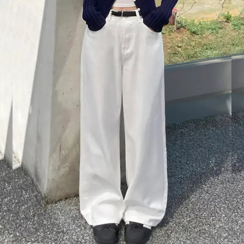 [BUNJANG] White Wide Cotton Pants (New) / (새상품) 화이트 와이드 면바지