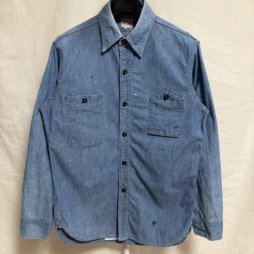 [BUNJANG] Joe McCoy & Co. 8 Hour Union Chambray Work Shirt Splatter / 조맥코이 8 Hour Union 스플래터 샴브레이 워크 셔츠 / M