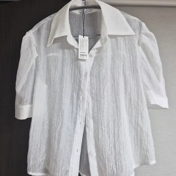 [BUNJANG] Women's Short Sleeve Shirt White / 여성 반팔 셔츠 화이트