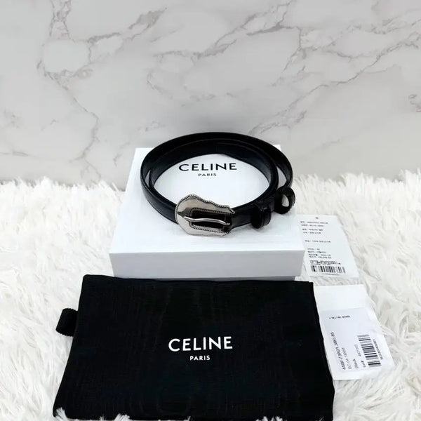 [BUNJANG] Celine BC-04 Taurillon Leather 18mm Western Belt Black / [새상품급/85] 셀린느 BC-04 토뤼옹 레더 18mm 웨스턴벨트 블랙
