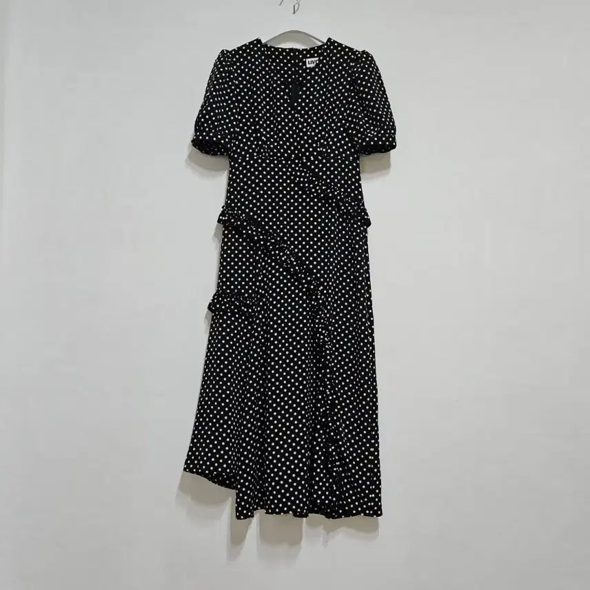 [BUNJANG] Dot Frill Dressy Long Dress / 도트프릴 드레시 롱원피스