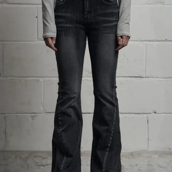 [BUNJANG] Synergy SLUB CAT WASHING DENIM PANTS BLACK / 시너진 SLUB CAT WASHING DENIM PANTS BLACK