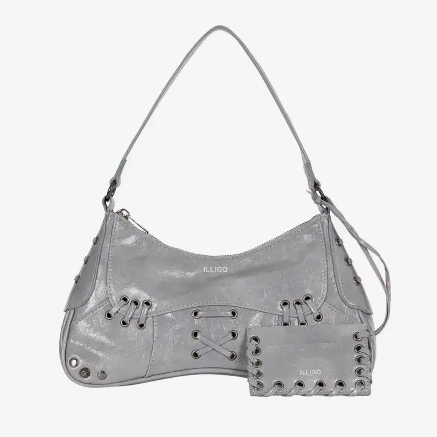 [BUNJANG] Illico Eyelet Stud Shoulder Bag Gray / 일리고 아일렛 스터드 숄더 백 그레이