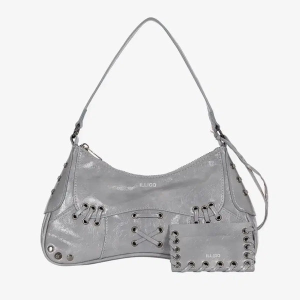[BUNJANG] Illico Eyelet Stud Shoulder Bag Gray / 일리고 아일렛 스터드 숄더 백 그레이