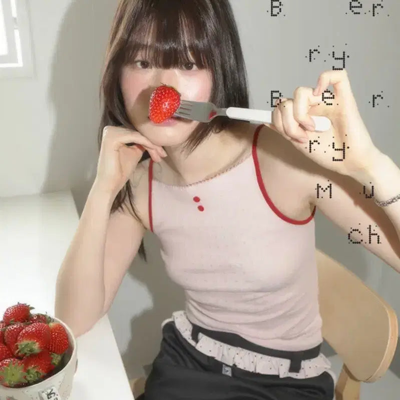 [BUNJANG] Noficial Nopiece Ribbon Sleeveless Top T-Shirt / 노피셜노피스 리본 슬리브리스 탑 티셔츠