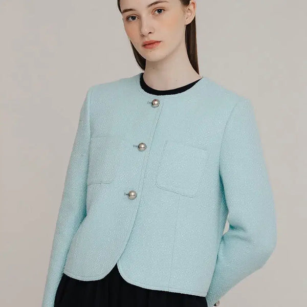 [BUNJANG] Vocavaca 23 Tweed Jacket Mint / 보카바카 23년 트위드 자켓 재킷 올드머니룩 하객룩 민트 칼라리스