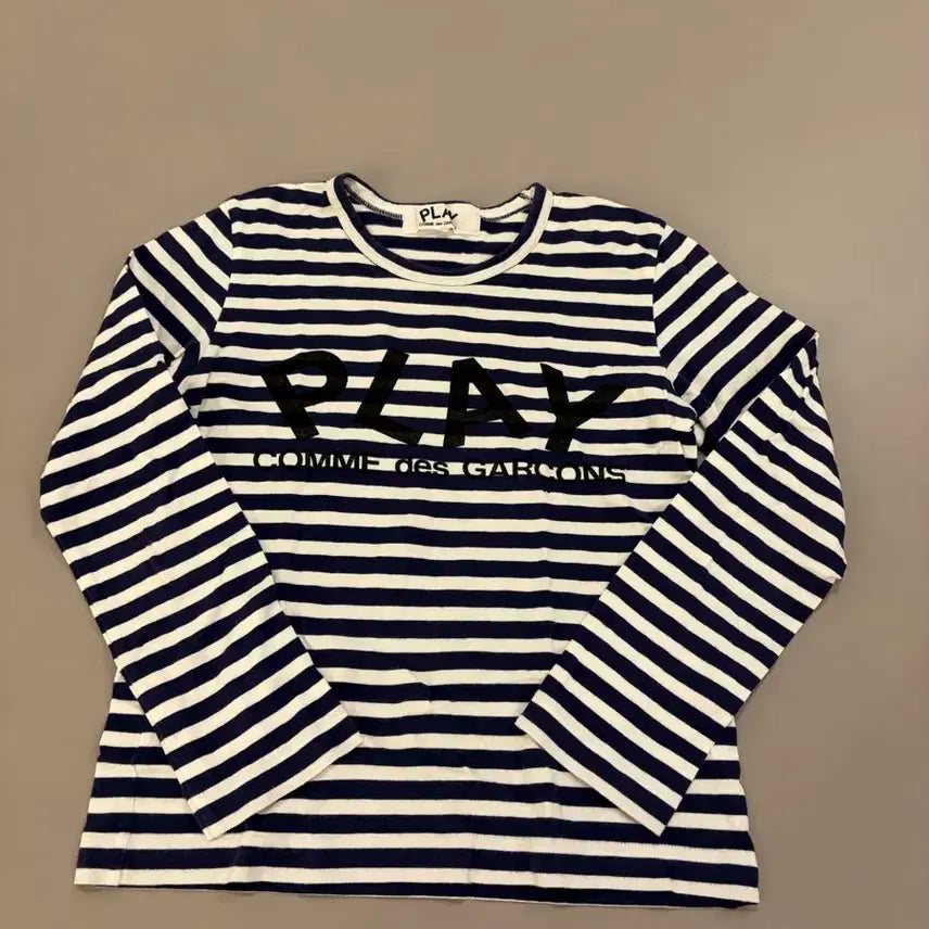 [BUNJANG] Comme des Garçons PLAY Striped Long Sleeve T-Shirt Women's M Navy / 플레이 꼼데가르송 스트라이프 롱슬리브 네이비