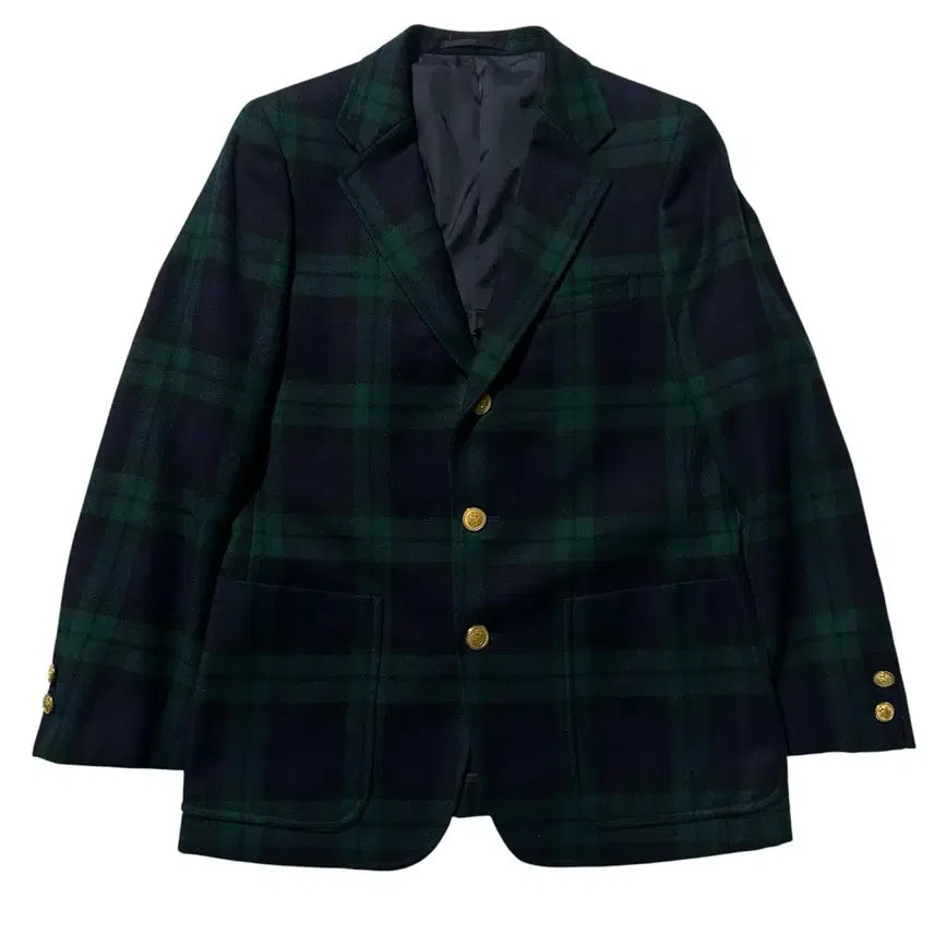 [BUNJANG] J Press Black Watch Tartan Check Single Blazer with Gold Buttons / [여M]J Press 제이프레스 블랙와치 타탄체크 금장버튼 싱글 블레이저