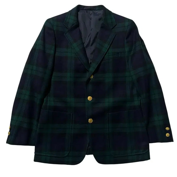 [BUNJANG] J Press Black Watch Tartan Check Single Blazer with Gold Buttons / [여M]J Press 제이프레스 블랙와치 타탄체크 금장버튼 싱글 블레이저