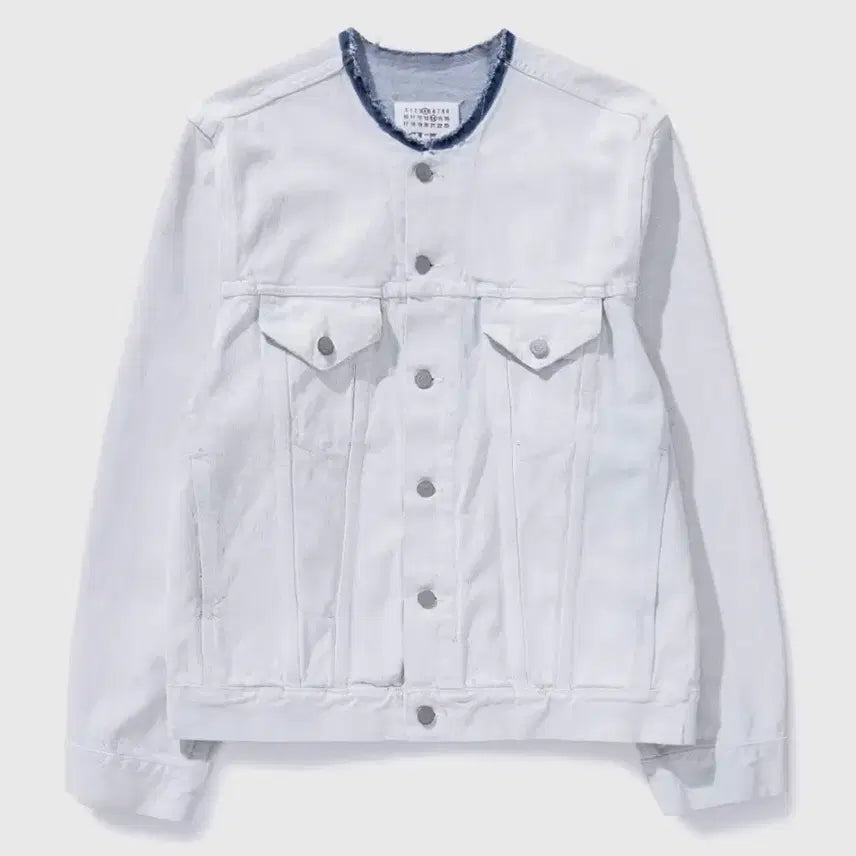 [BUNJANG] Maison Margiela Painted Collarless Denim Jacket / 메종 마르지엘라 페인팅 카라리스 데님자켓