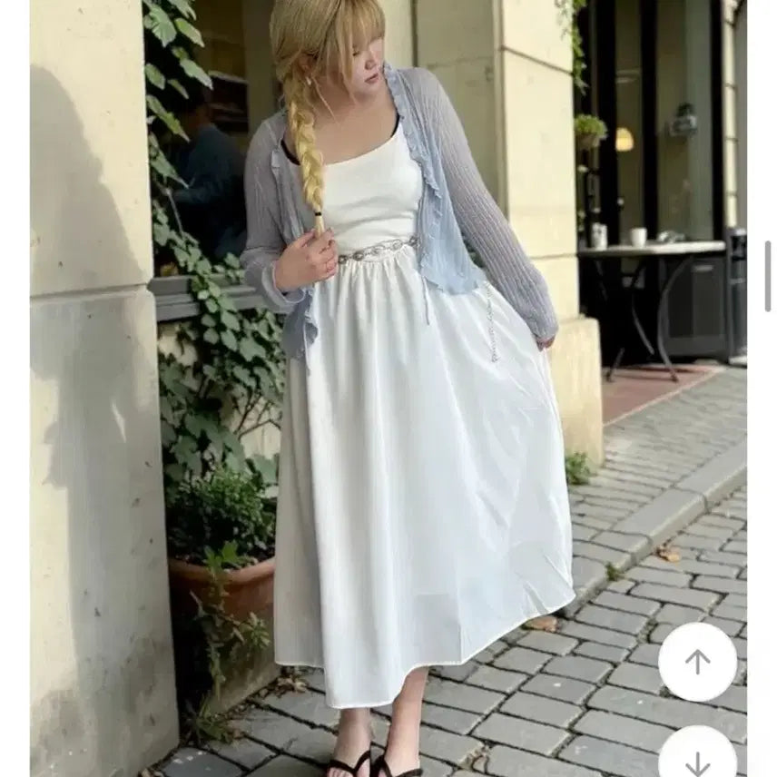 [BUNJANG] Mydailly Span Dress + Bolero Cardigan + Western Belt Set / 미데일리 스판 원피스+볼레로 가디건+웨스턴 벨트