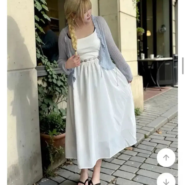 [BUNJANG] Mydailly Span Dress + Bolero Cardigan + Western Belt Set / 미데일리 스판 원피스+볼레로 가디건+웨스턴 벨트