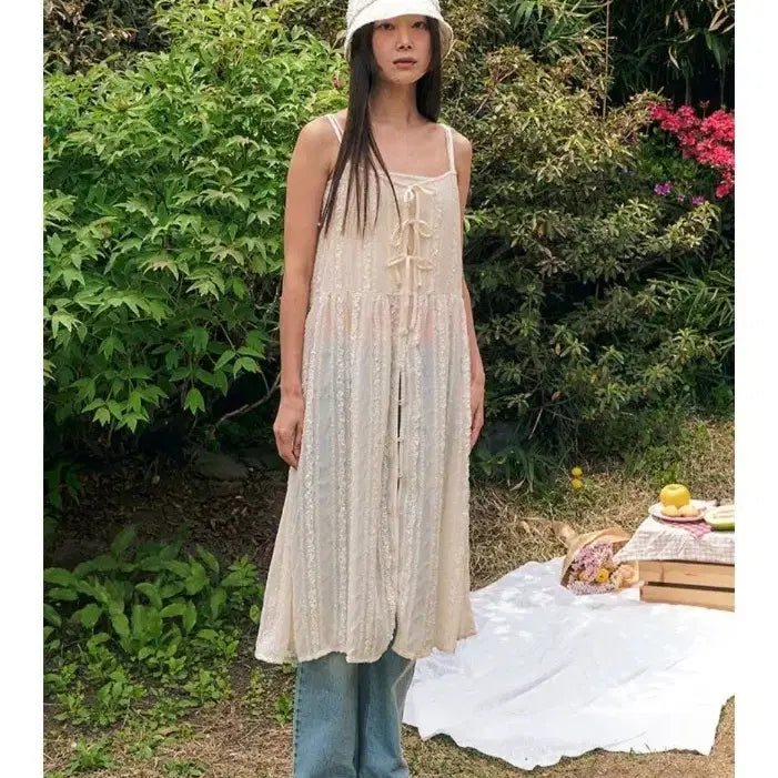 [BUNJANG] Margarin Fingers Lace Chiffon Layered Dress / 새상품 마가린핑거스 레이스 쉬폰 레이어드 원피스