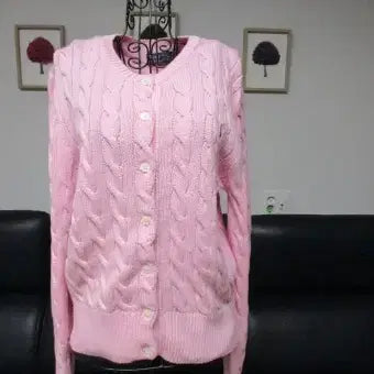 [BUNJANG] Polo Ralph Lauren Pink Cable Knit Cardigan / 폴로랄프로렌 핑크 가디건
