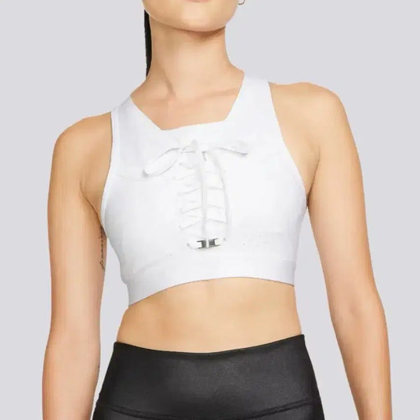 [BUNJANG] Nike Lace-up Sports Bra White M / 나이키 레이스업 브라탑 화이트 M