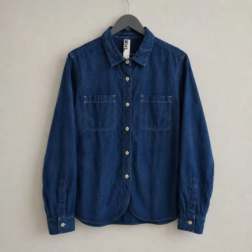 [BUNJANG] MHL Cotton Blue Work Shirt / [MHL] 코튼 블루 워크 셔츠