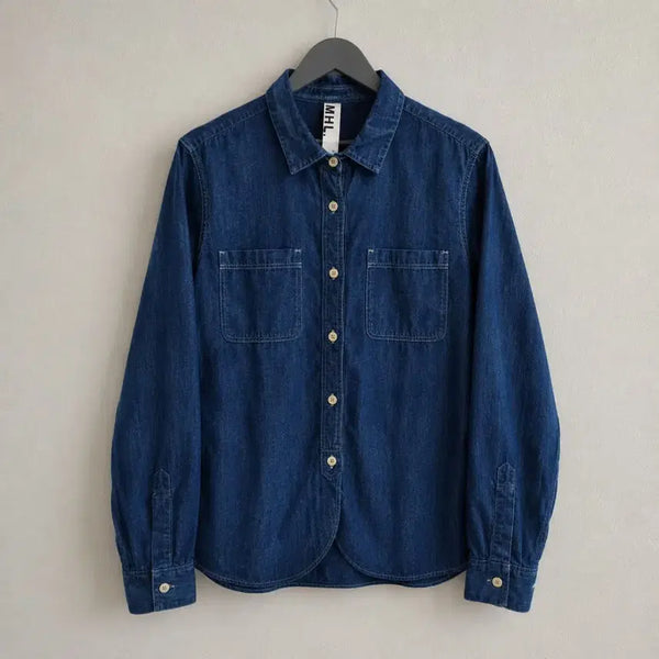 [BUNJANG] MHL Cotton Blue Work Shirt / [MHL] 코튼 블루 워크 셔츠