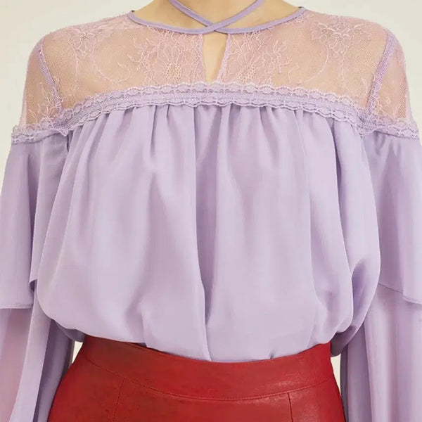 [BUNJANG] O!Oi Lace Blouse Lilac / 오앨 레이스 블라우스 새제품