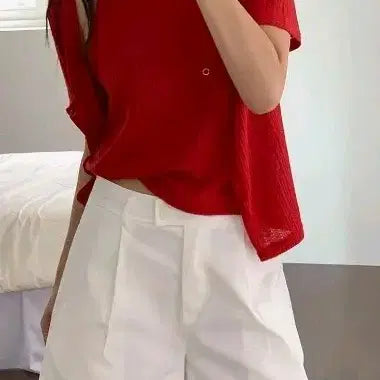 [BUNJANG] Hotping Red Sleeveless & Short Sleeve Cardigan Set / (66~77)핫핑 레드 나시+반팔 가디건 일체형 새상품