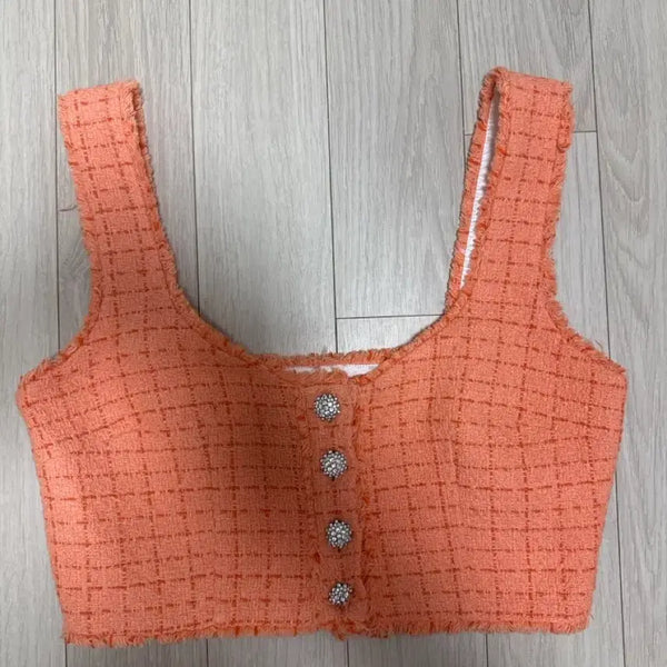 [BUNJANG] Zara Tweed Cropped Blouse / 자라 트위드 크롭탑