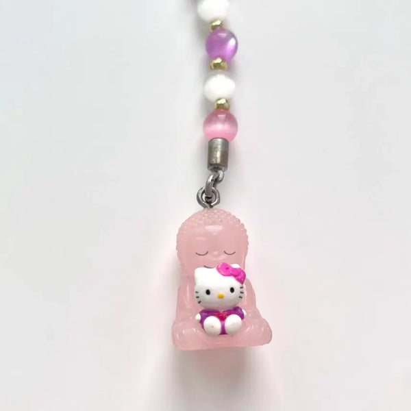 [BUNJANG] Vintage Hello Kitty Buddhist Buddha Strap Charm - Translucent Pink / 고전 키티 스트랩 불교부처불상 반투명 핑크 스트랩형
