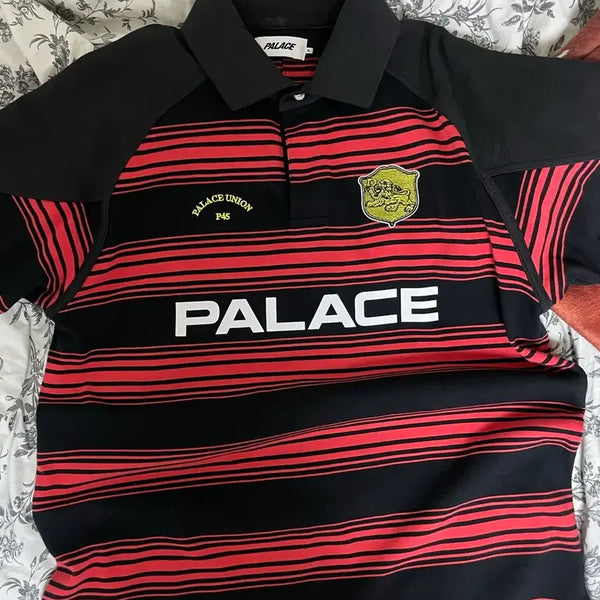 [BUNJANG] Palace Union Polo Stripe Collar Short Sleeve Red Black / [팔라스] 유니온 폴로 스트라이프 카라 반팔 레드블랙