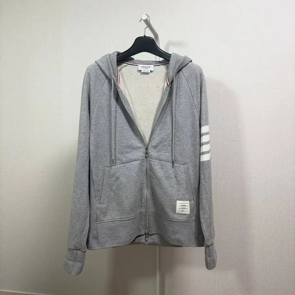 [BUNJANG] Thom Browne Diagonal Armband Hoodie Zip-up Grey New Model Size 7 / [7사이즈] 톰브라운 사선완장 후드집업 그레이 신형