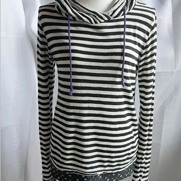 [BUNJANG] Vintage Striped Heart Long Sleeve Shirt / 빈티지 스트라이프 하트 롱슬리브