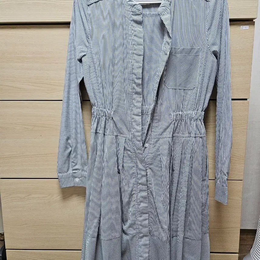 [BUNJANG] Plastic Island Striped Shirt Dress (Size S) / 플라스틱 아일핸드 스트라이프 셔츠 원피스(S사이즈)