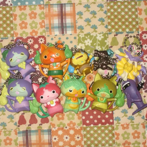 [BUNJANG] Yo-kai Watch Jibanyan Fruitynyan Collection Classic Keychain Bundle Set / (일괄) 요괴워치 지바냥 후르츠냥 고전 키링
