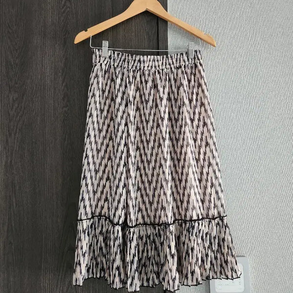 [BUNJANG] Compagna Pattern Pleated Skirt M / 새상품급)  꼼빠니아 패턴 플리츠 스커트 M