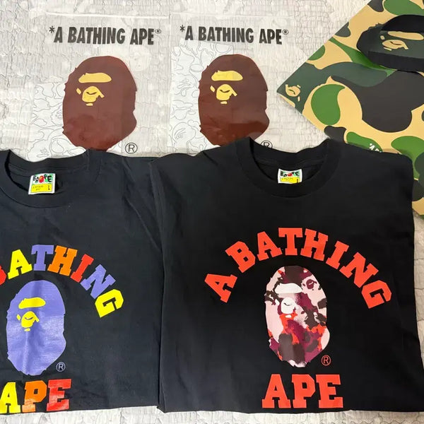 [BUNJANG] BAPE Color College T-Shirt & Map Camo College T-Shirt Bundle / 정품) 베이프 반팔 2장 판매