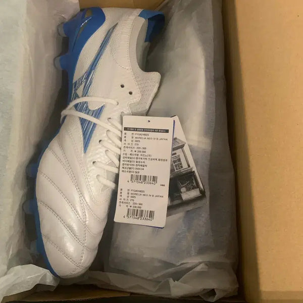 [BUNJANG] Mizuno Morelia Neo IV Beta Japan FG Soccer Cleats / 미즈노 모렐리아 네오4 베타 재팬 레이저 블루