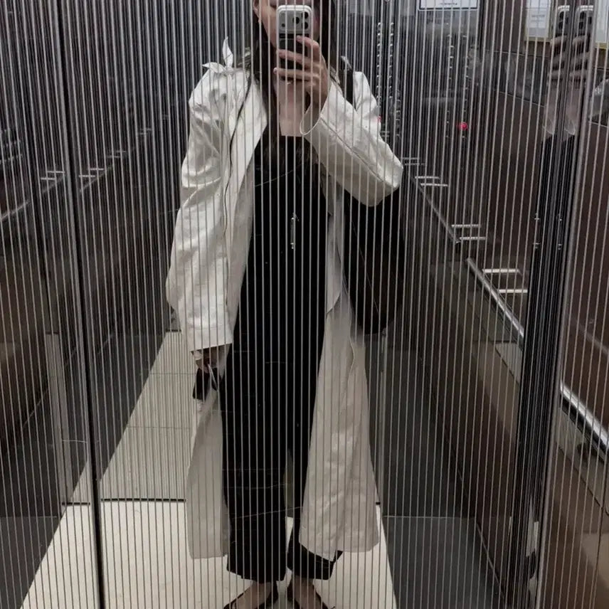 [BUNJANG] Opheden Linen Round Neck Long Jacket / [새상품] 오브헤덴 린넨 라운드넥 롱 자켓