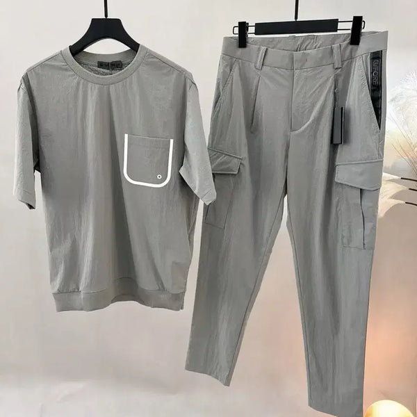 [BUNJANG] Men's Golf Short Sleeve Cargo Pants Set / 남성 골프 반팔 카고팬츠 세트