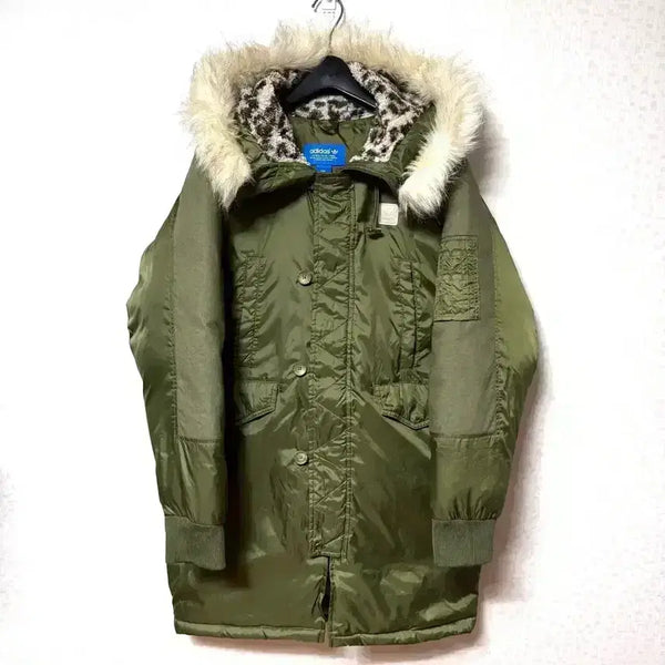 [BUNJANG] Adidas Khaki Duck Down Hooded Parka Jacket / [M,95]아디다스 야상 패딩 자켓 덕다운 카키