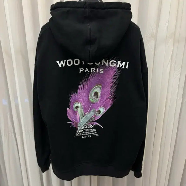 [BUNJANG] Wooyoungmi Feather Back Logo Hoodie Black Size 52 / [52] 우영미 깃털 백로고 후드티 블랙
