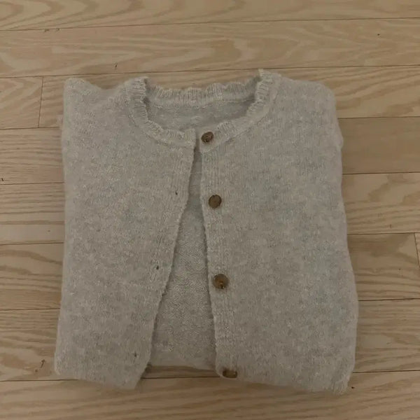 [BUNJANG] Beige Button Detail Soft Knit Cardigan / 가디건