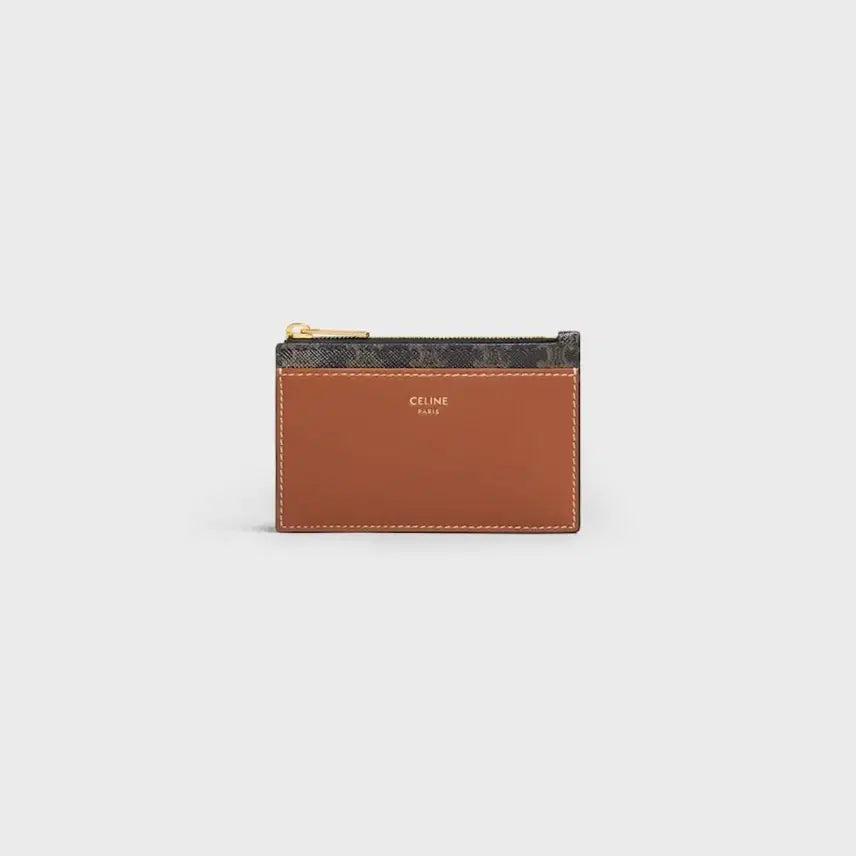 [BUNJANG] Celine Triomphe Canvas & Lambskin Zipped Card Holder / (새상품) 셀린느 지퍼 카드 지갑 - 트리옹프 캔버스 & 램스킨