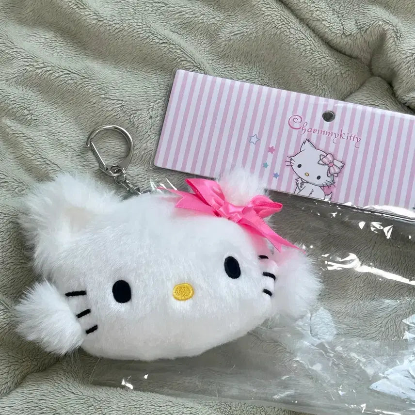 [BUNJANG] Sanrio Hello Kitty Charming Kitty Face Fur Pouch Keyring / 택0,새상품) 헬로키티 챠밍키티 퍼 파우치 키링