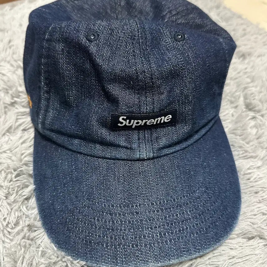 [BUNJANG] Supreme Cordura Denim Small Box 6-Panel Cap Blue / 슈프림 코듀라 데님 스몰 박스 6-패널 블루 - 24SS