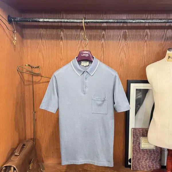 [BUNJANG] Hermes Pique Cotton T-Shirt Blue Size 100 / 에르메스 피퀘 티셔츠 100