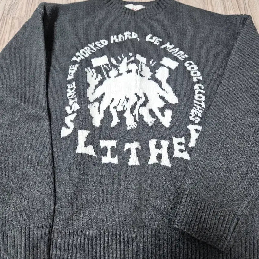 [BUNJANG] Addoff Slither Art Knit Sweater Grey / 애드오프 SLITHER ART KNIT SWEATER GREY
