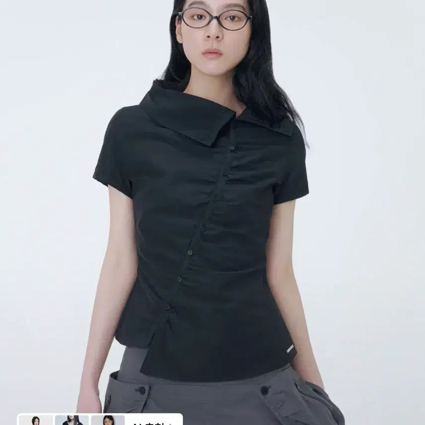[BUNJANG] MiseKi Seoul High Neck Shirring Button Shirt / 미세키서울 High neck shirring button shirt