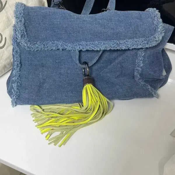 [BUNJANG] Kwani Tassel Denim Shoulder Bag / Kwani 콰니 태슬 데님 가방