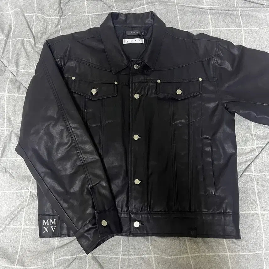 [BUNJANG] Bastik Coated Denim Jacket Black / 바스틱 코팅진