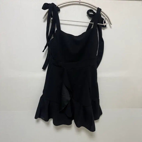 [BUNJANG] Black Frill Strap Dress / 블랙 프릴 끈 원피스